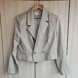 Elegant Light Gray Pinstripe Blazer